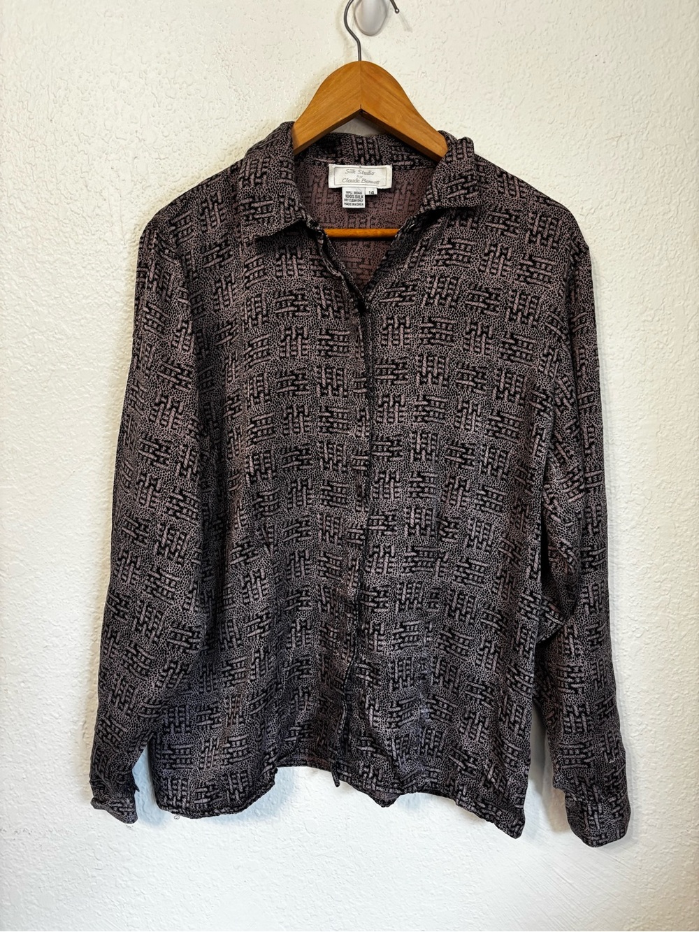 Vintage Silk Studio by Claude Bennett Button Down Blouse Size 14